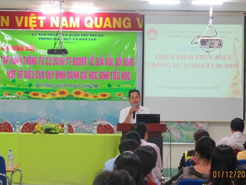 Chuyên đề tập huấn thông tư 22/2016/tt-bgdđt về sửa đổi, bổ sung một số điều của quy định đánh giá học sinh tiểu học năm học 2016 - 2017
